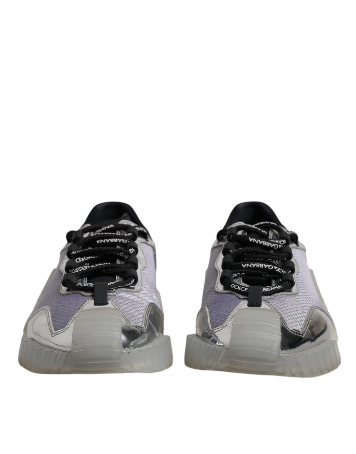 Dolce & Gabbana Silver Black Nylon NS1 Low Top Sneakers Shoes by Dolce & Gabbana