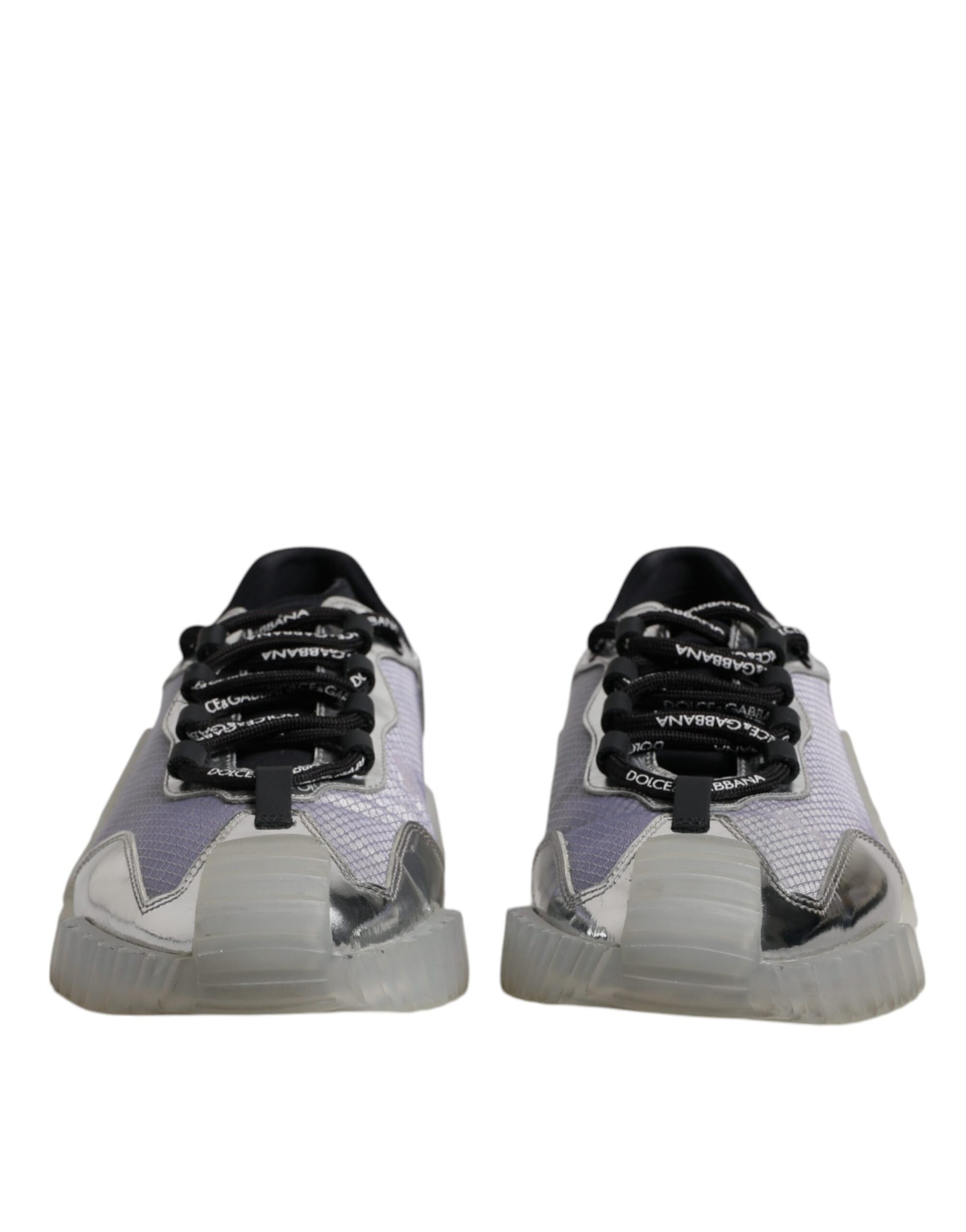 Dolce & Gabbana Silver Black Nylon NS1 Low Top Sneakers Shoes by Dolce & Gabbana