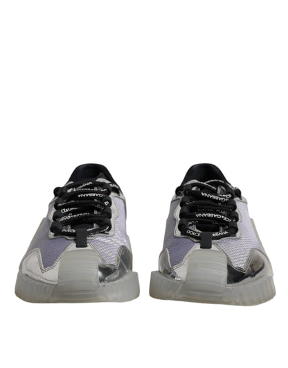 Dolce & Gabbana Silver Black Nylon NS1 Low Top Sneakers Shoes by Dolce & Gabbana