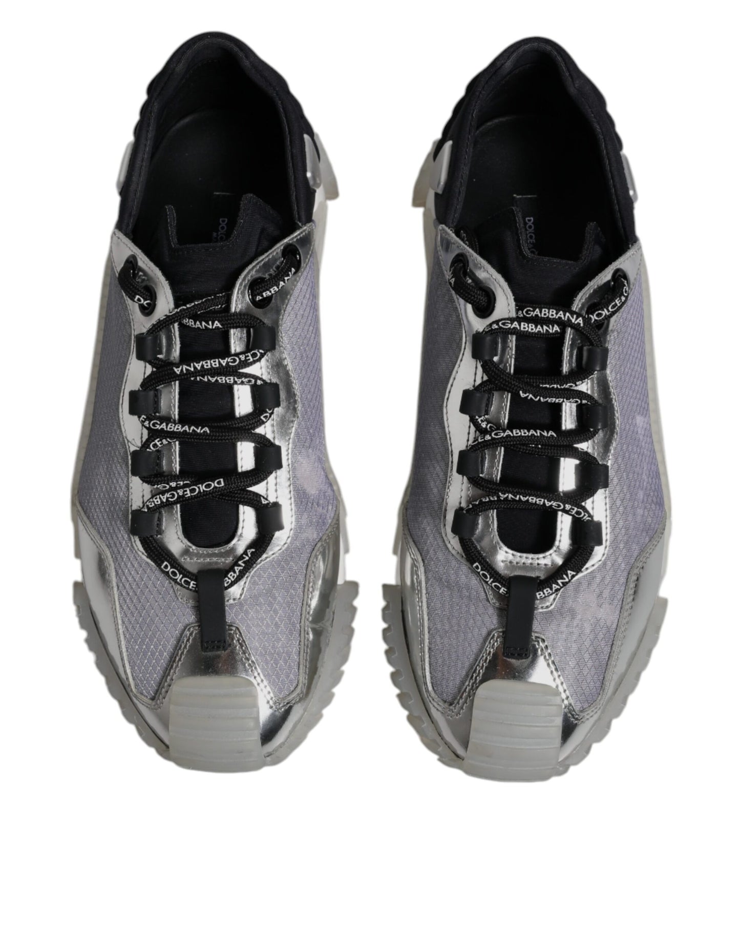 Dolce & Gabbana Silver Black Nylon NS1 Low Top Sneakers Shoes by Dolce & Gabbana