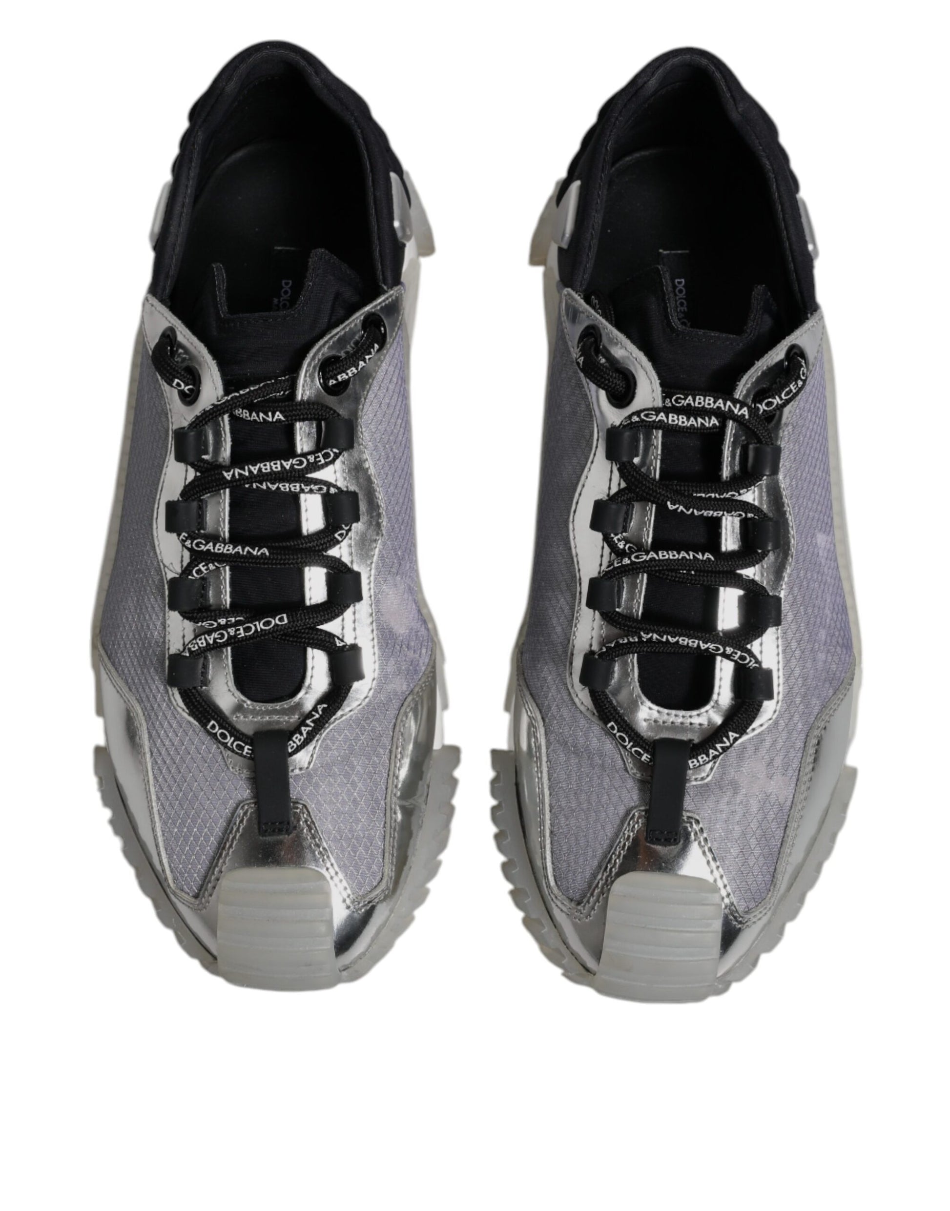 Dolce & Gabbana Silver Black Nylon NS1 Low Top Sneakers Shoes by Dolce & Gabbana