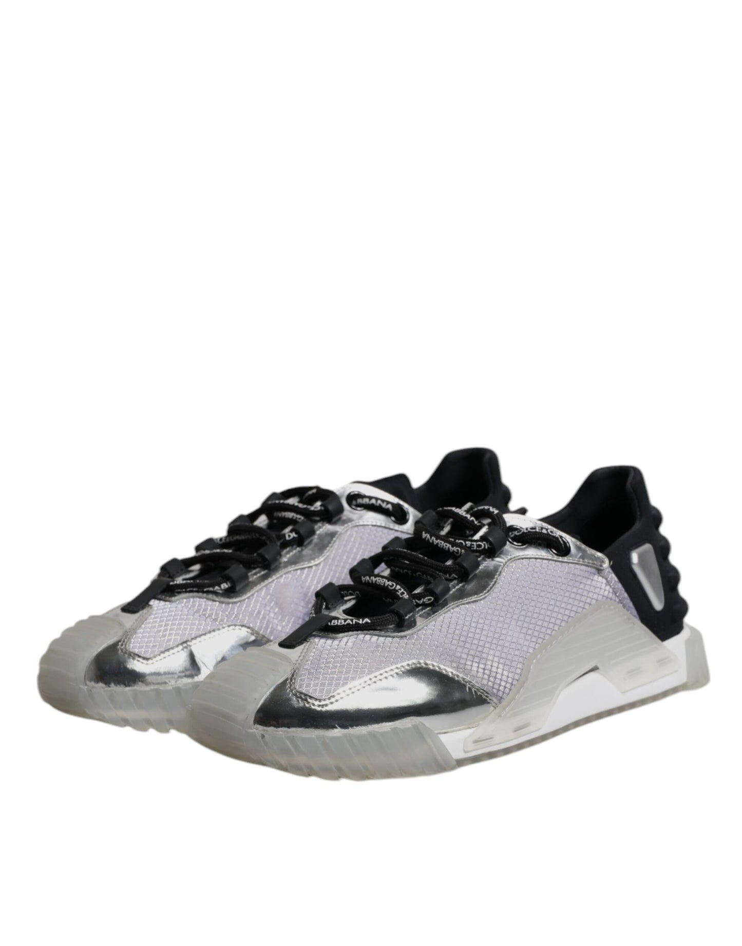 Dolce & Gabbana Silver Black Nylon NS1 Low Top Sneakers Shoes by Dolce & Gabbana
