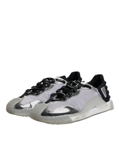 Dolce & Gabbana Silver Black Nylon NS1 Low Top Sneakers Shoes by Dolce & Gabbana