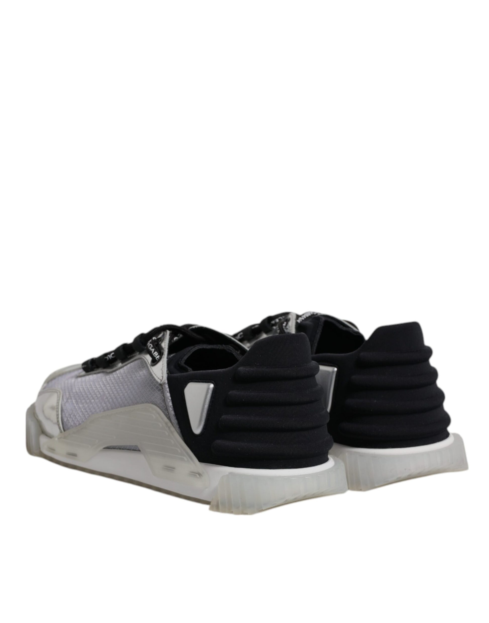 Dolce & Gabbana Silver Black Nylon NS1 Low Top Sneakers Shoes by Dolce & Gabbana