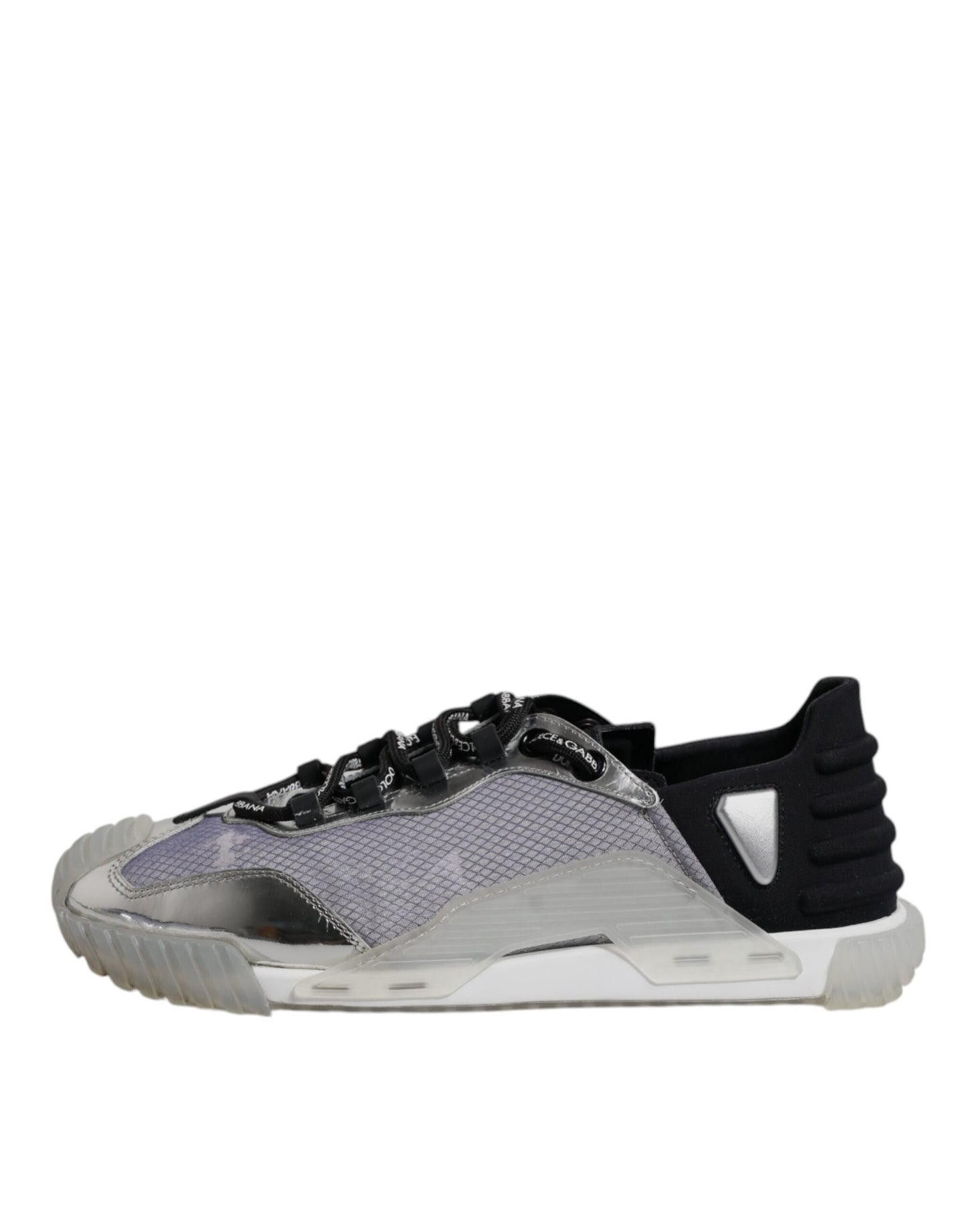 Dolce & Gabbana Silver Black Nylon NS1 Low Top Sneakers Shoes by Dolce & Gabbana