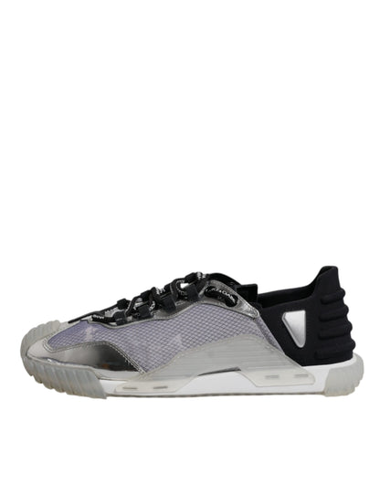 Dolce & Gabbana Silver Black Nylon NS1 Low Top Sneakers Shoes by Dolce & Gabbana