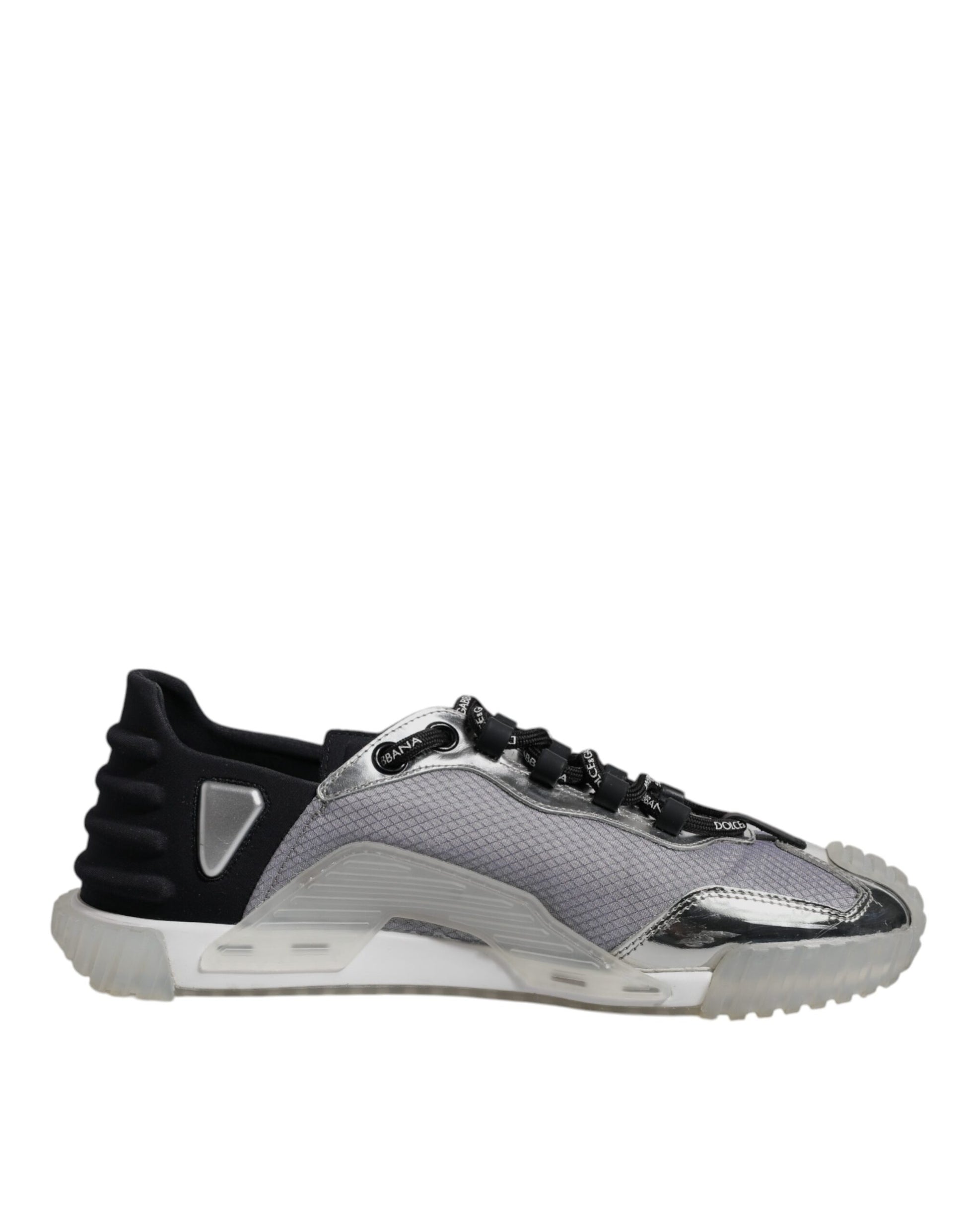 Dolce & Gabbana Silver Black Nylon NS1 Low Top Sneakers Shoes by Dolce & Gabbana