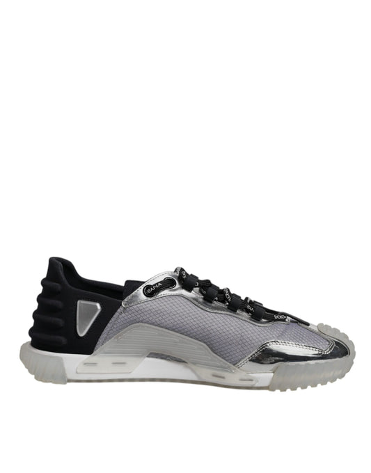 Dolce & Gabbana Silver Black Nylon NS1 Low Top Sneakers Shoes by Dolce & Gabbana