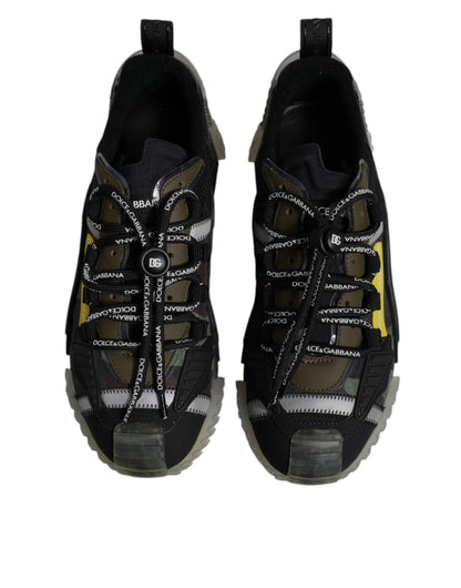 Dolce & Gabbana Black Green Camo NS1 Low Top Sneakers Shoes by Dolce & Gabbana