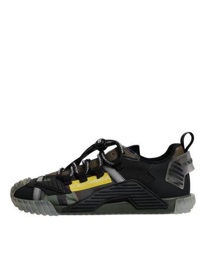 Dolce & Gabbana Black Green Camo NS1 Low Top Sneakers Shoes by Dolce & Gabbana