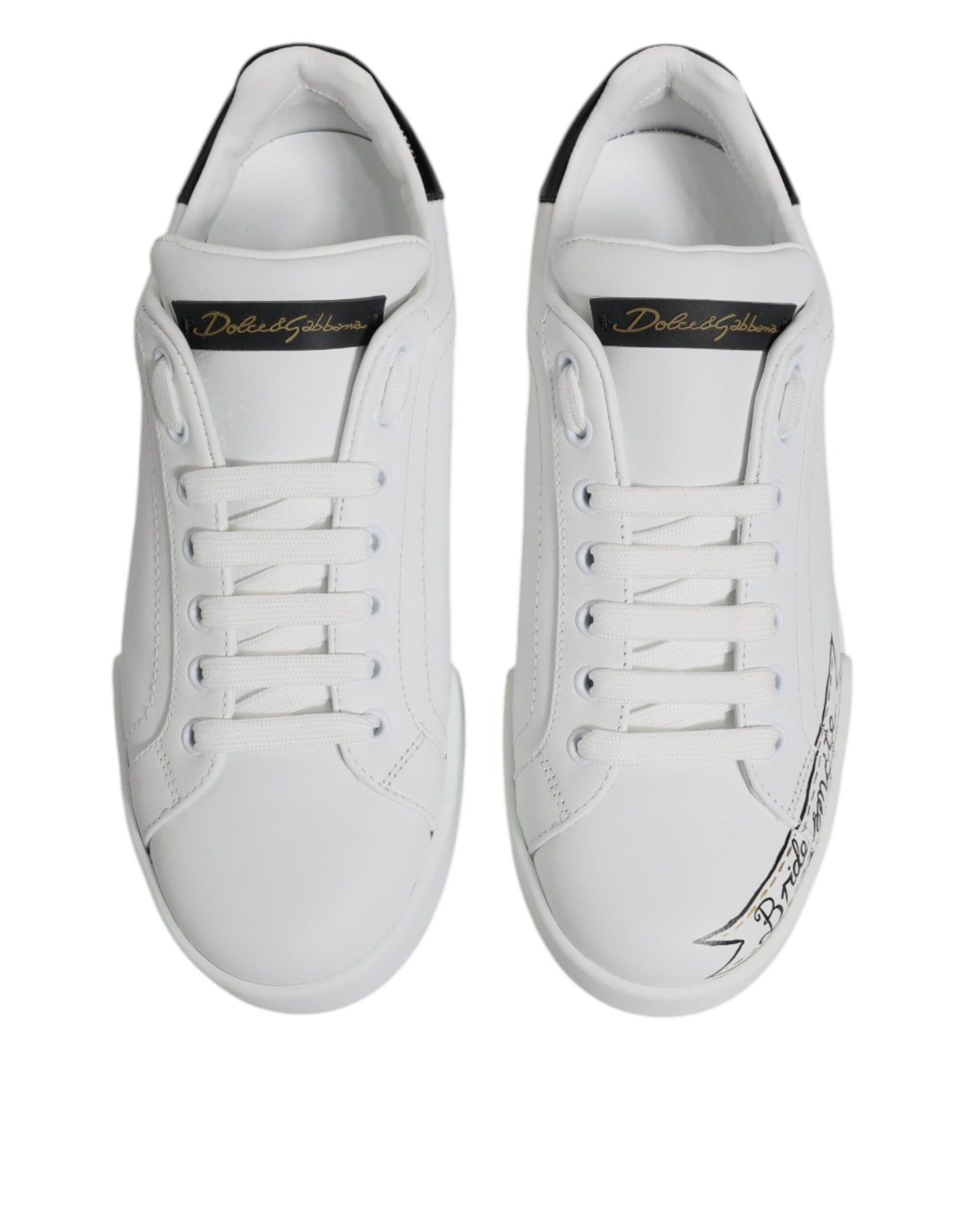 Dolce & Gabbana White Leather Low Top Lace Up Sneakers Shoes by Dolce & Gabbana