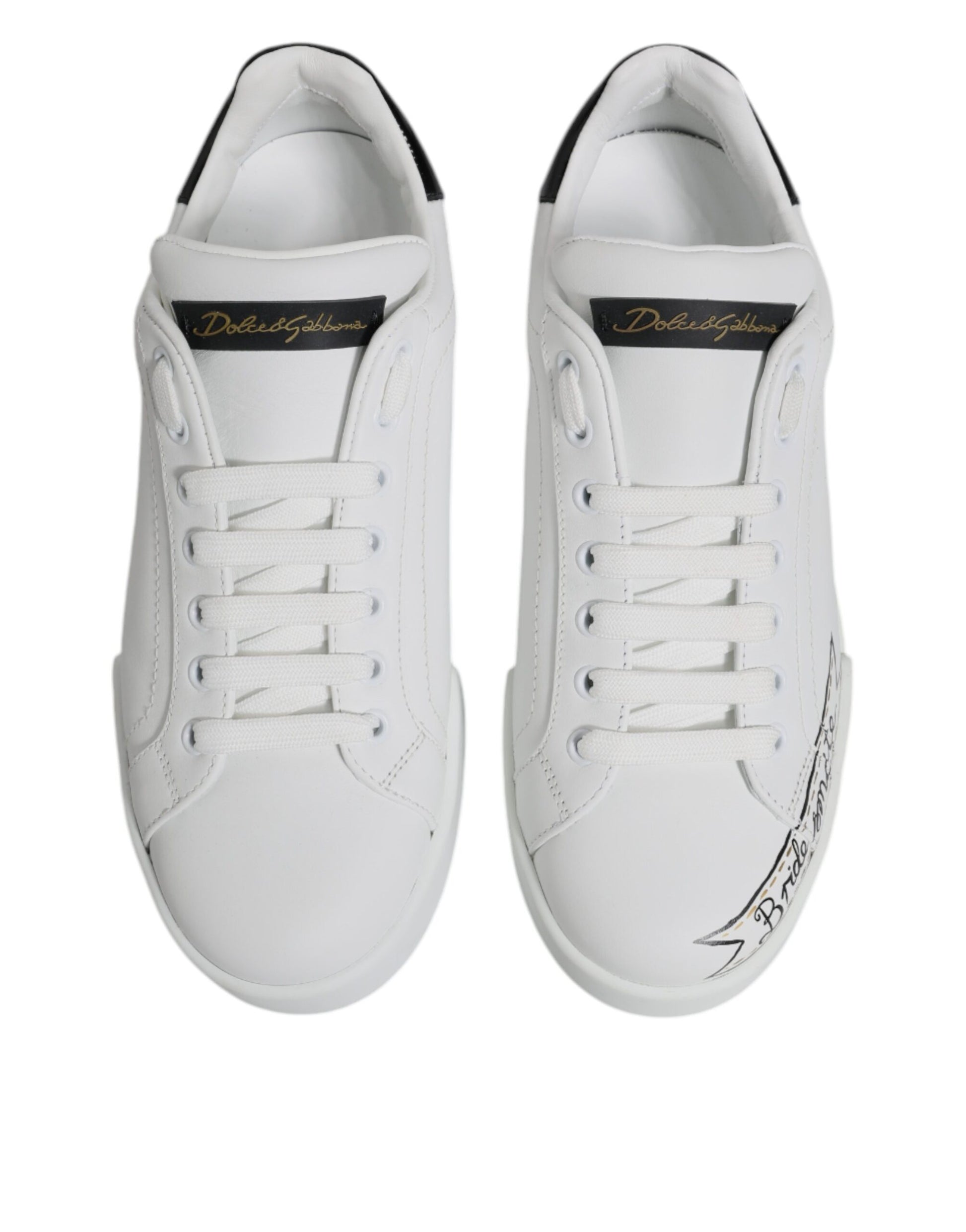 Dolce & Gabbana White Leather Low Top Lace Up Sneakers Shoes by Dolce & Gabbana