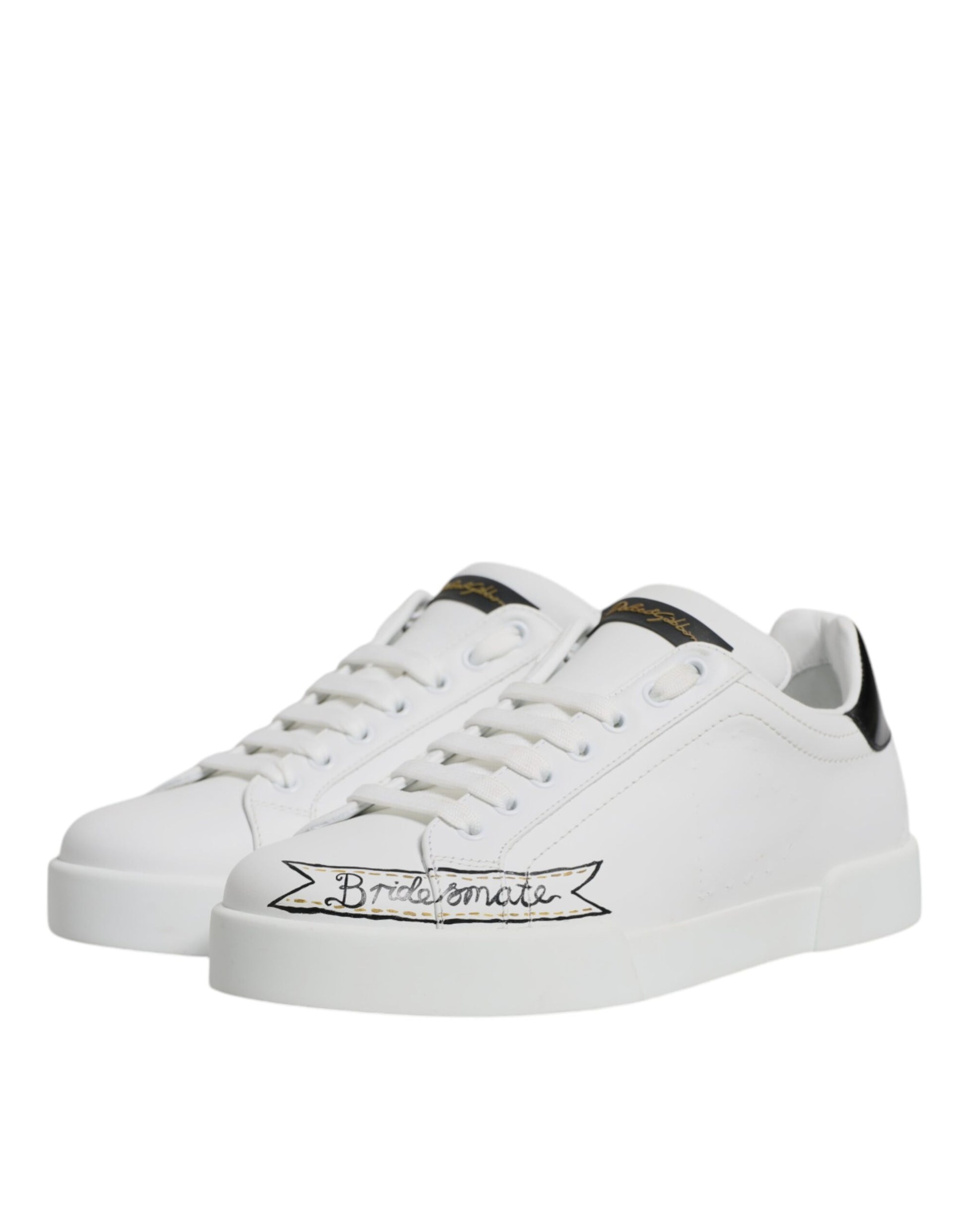 Dolce & Gabbana White Leather Low Top Lace Up Sneakers Shoes by Dolce & Gabbana