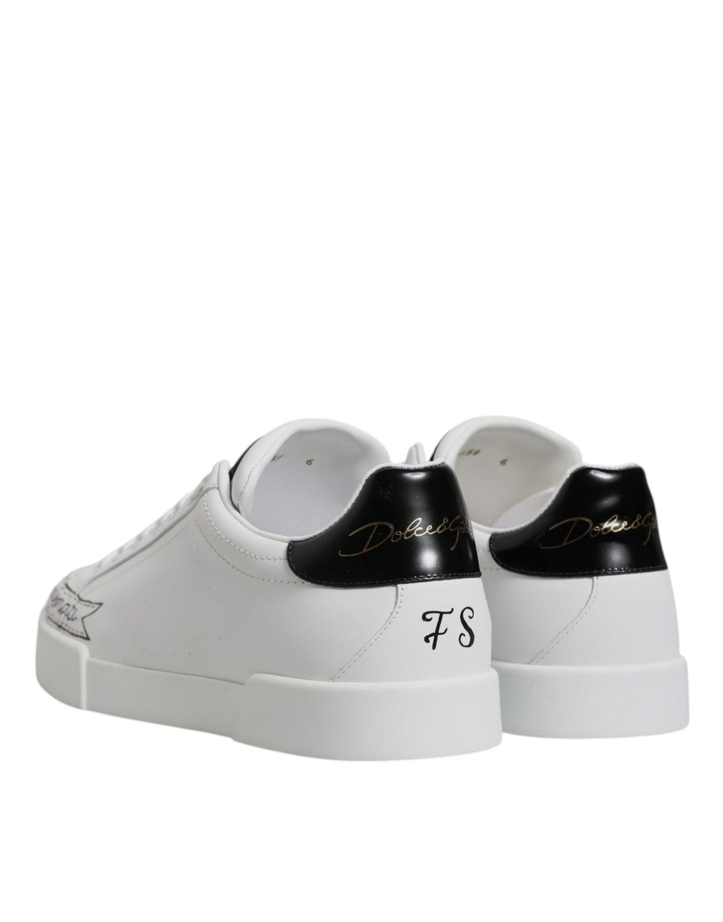 Dolce & Gabbana White Leather Low Top Lace Up Sneakers Shoes by Dolce & Gabbana