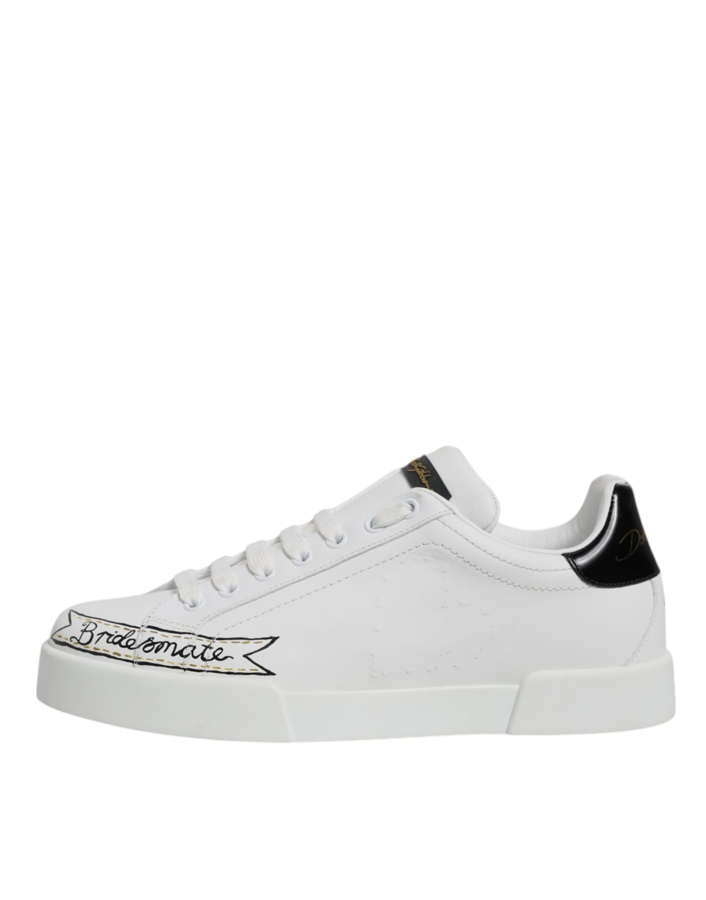 Dolce & Gabbana White Leather Low Top Lace Up Sneakers Shoes by Dolce & Gabbana
