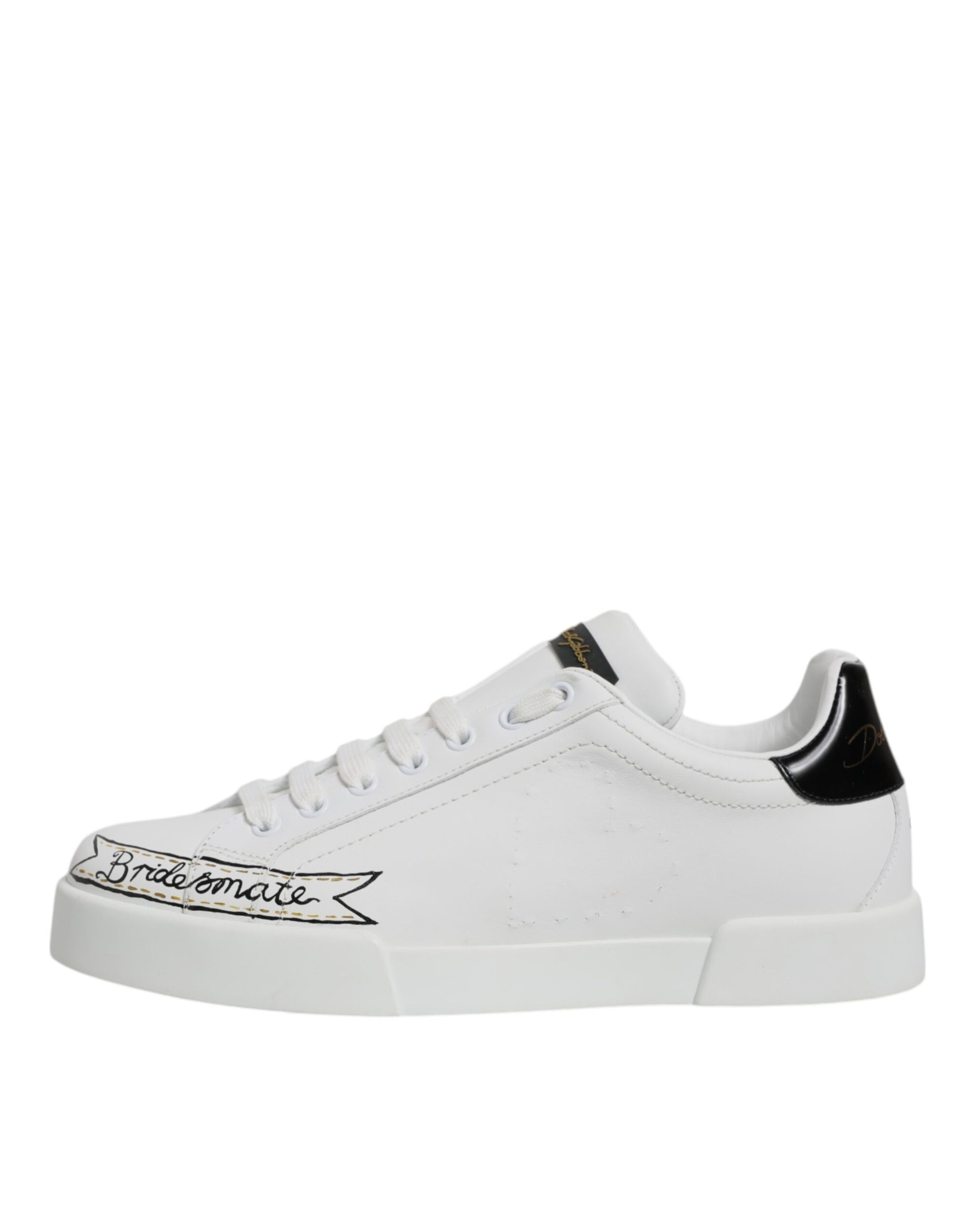 Dolce & Gabbana White Leather Low Top Lace Up Sneakers Shoes by Dolce & Gabbana
