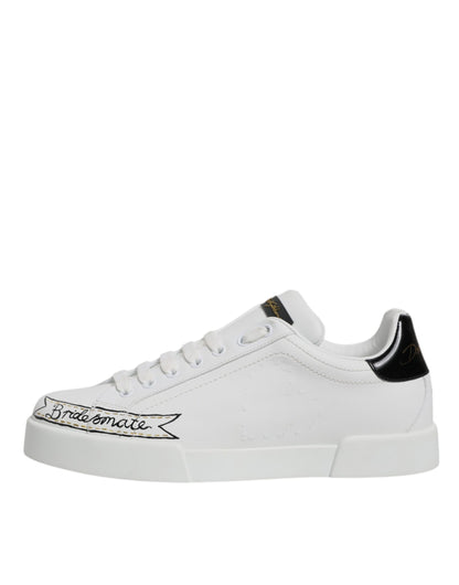 Dolce & Gabbana White Leather Low Top Lace Up Sneakers Shoes by Dolce & Gabbana