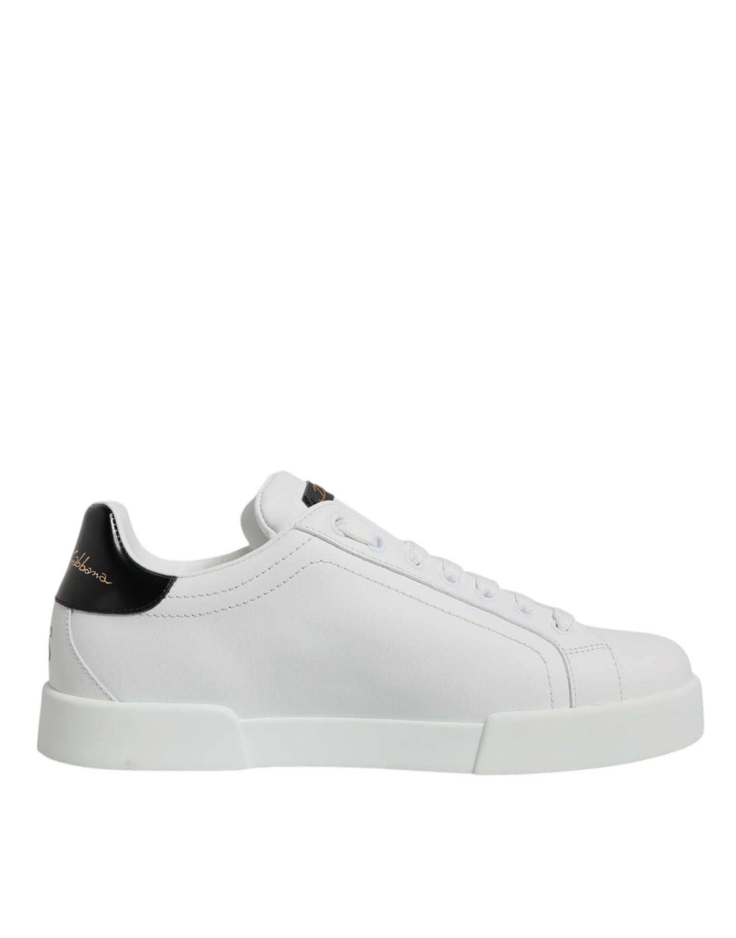 Dolce & Gabbana White Leather Low Top Lace Up Sneakers Shoes by Dolce & Gabbana
