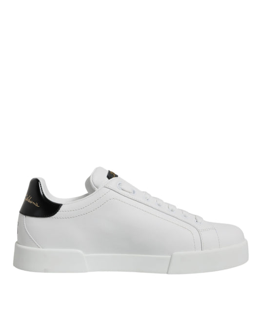 Dolce & Gabbana White Leather Low Top Lace Up Sneakers Shoes by Dolce & Gabbana