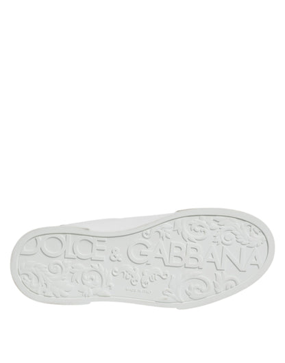 Dolce & Gabbana White Leather Low Top Lace Up Sneakers Shoes by Dolce & Gabbana
