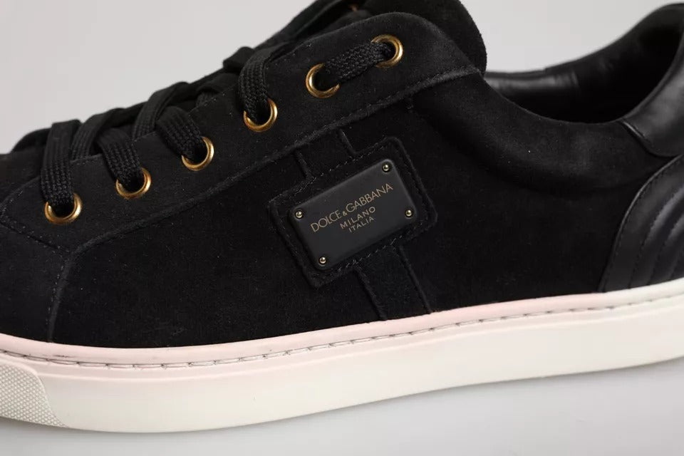 Dolce & Gabbana Black Logo Suede Leather Men Sneakers Shoes by Dolce & Gabbana
