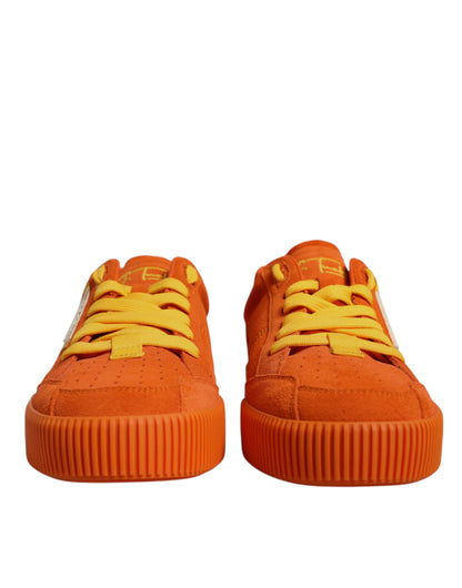 Dolce & Gabbana Orange Miami Leather Low Top Sneakers Shoes by Dolce & Gabbana