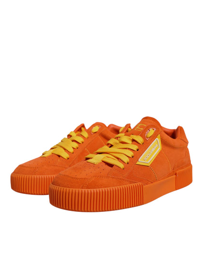 Dolce & Gabbana Orange Miami Leather Low Top Sneakers Shoes by Dolce & Gabbana