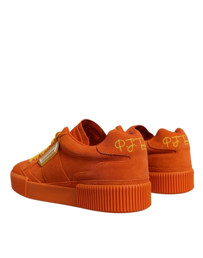 Dolce & Gabbana Orange Miami Leather Low Top Sneakers Shoes by Dolce & Gabbana
