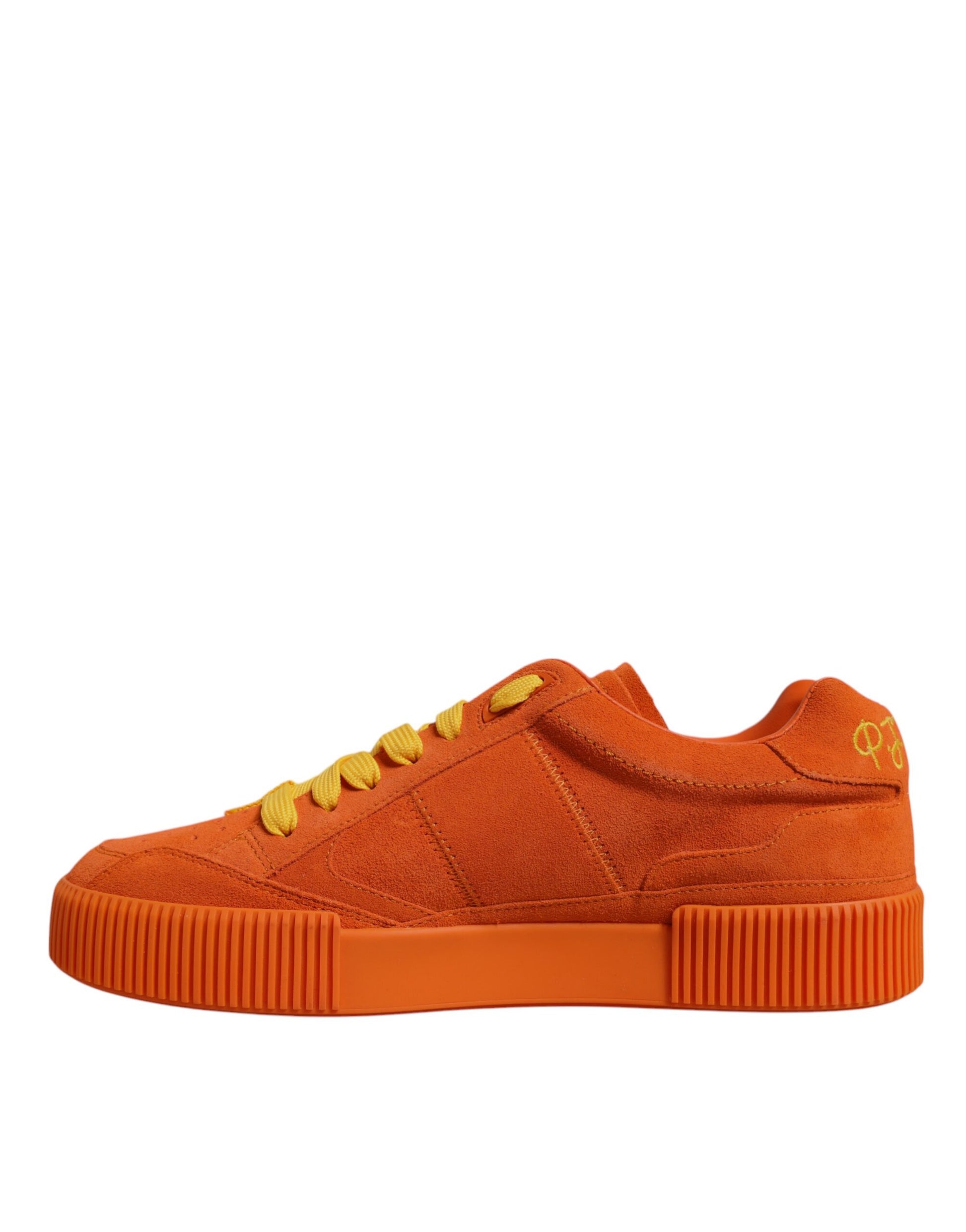 Dolce & Gabbana Orange Miami Leather Low Top Sneakers Shoes by Dolce & Gabbana