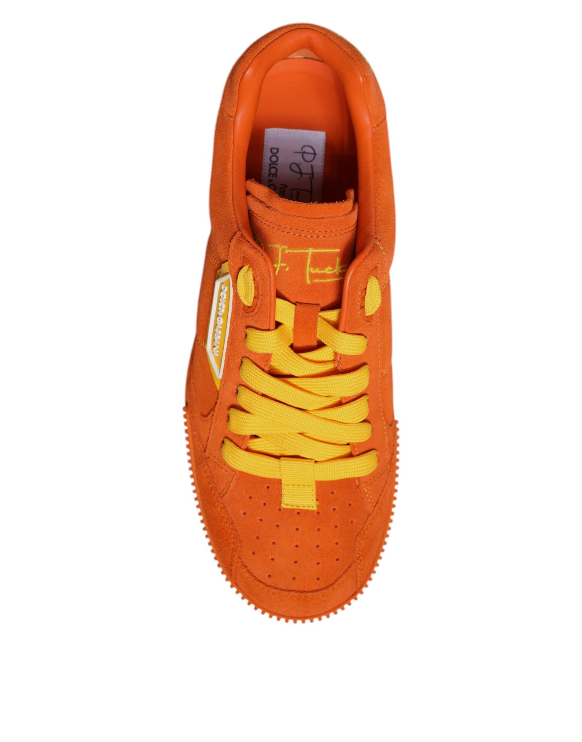 Dolce & Gabbana Orange Miami Leather Low Top Sneakers Shoes by Dolce & Gabbana