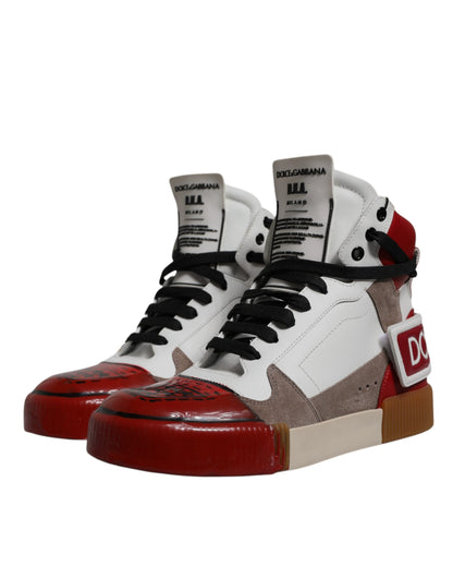 Dolce & Gabbana Multicolor Leather High Top Sneakers Shoes by Dolce & Gabbana