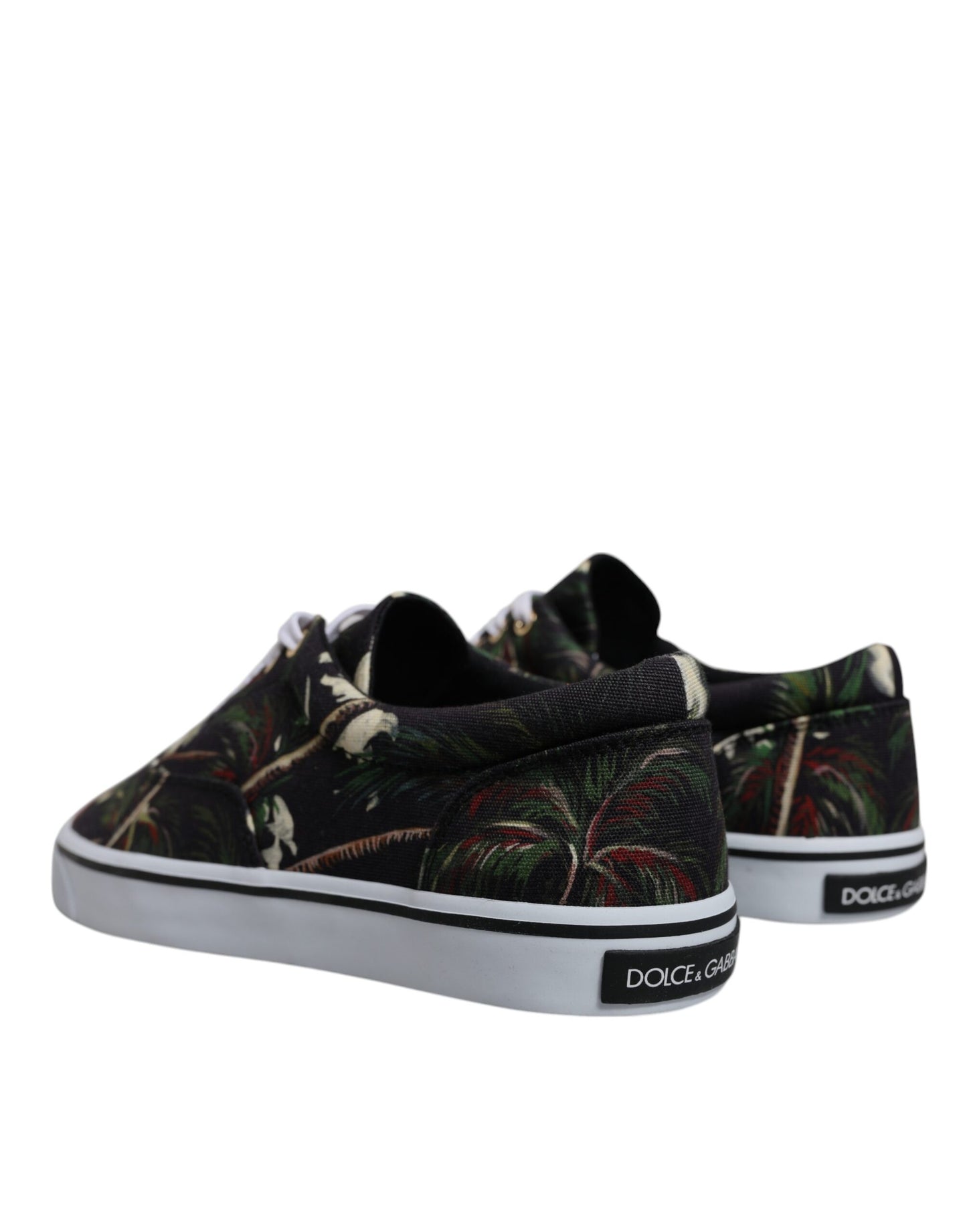 Dolce & Gabbana Black Tropical Print Low Top Sneakers Shoes by Dolce & Gabbana