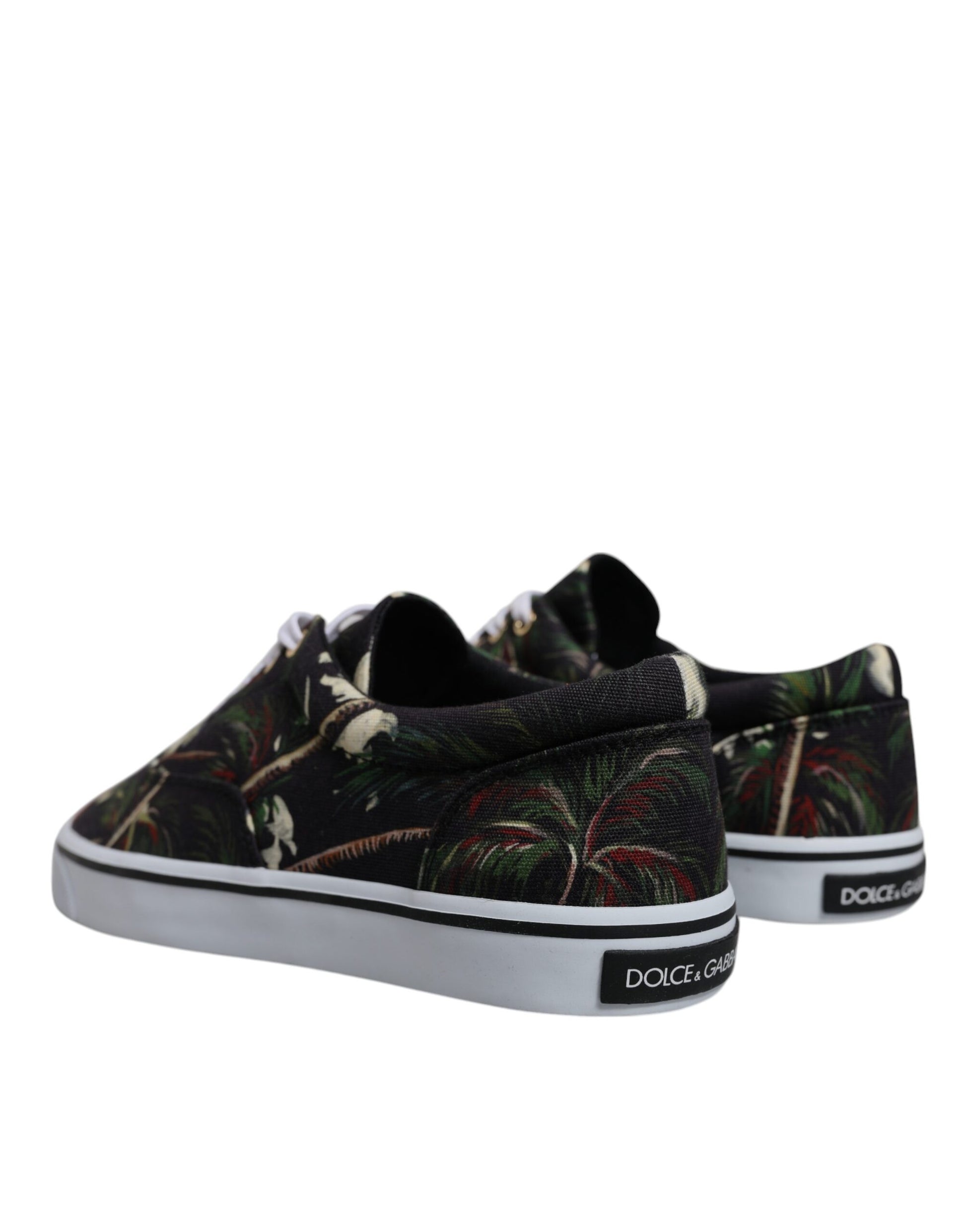 Dolce & Gabbana Black Tropical Print Low Top Sneakers Shoes by Dolce & Gabbana