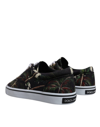 Dolce & Gabbana Black Tropical Print Low Top Sneakers Shoes by Dolce & Gabbana