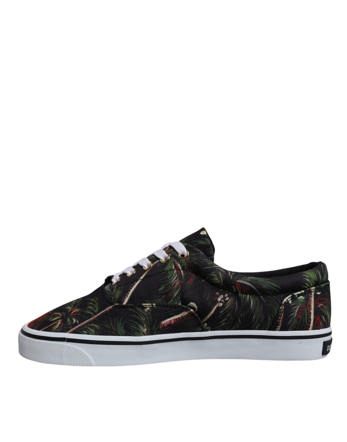 Dolce & Gabbana Black Tropical Print Low Top Sneakers Shoes by Dolce & Gabbana