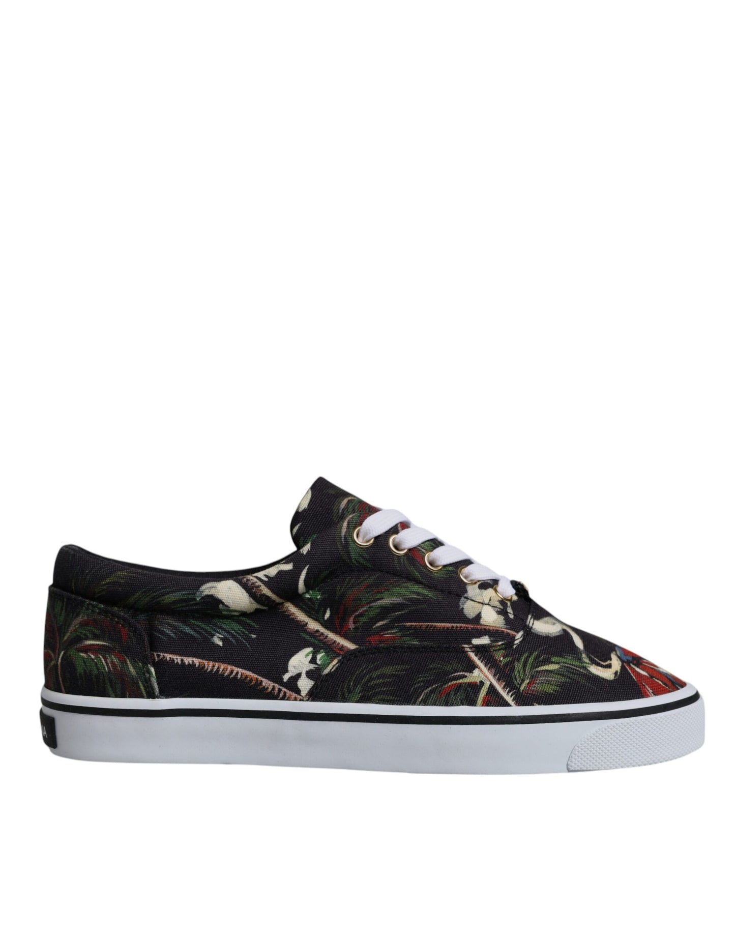 Dolce & Gabbana Black Tropical Print Low Top Sneakers Shoes by Dolce & Gabbana