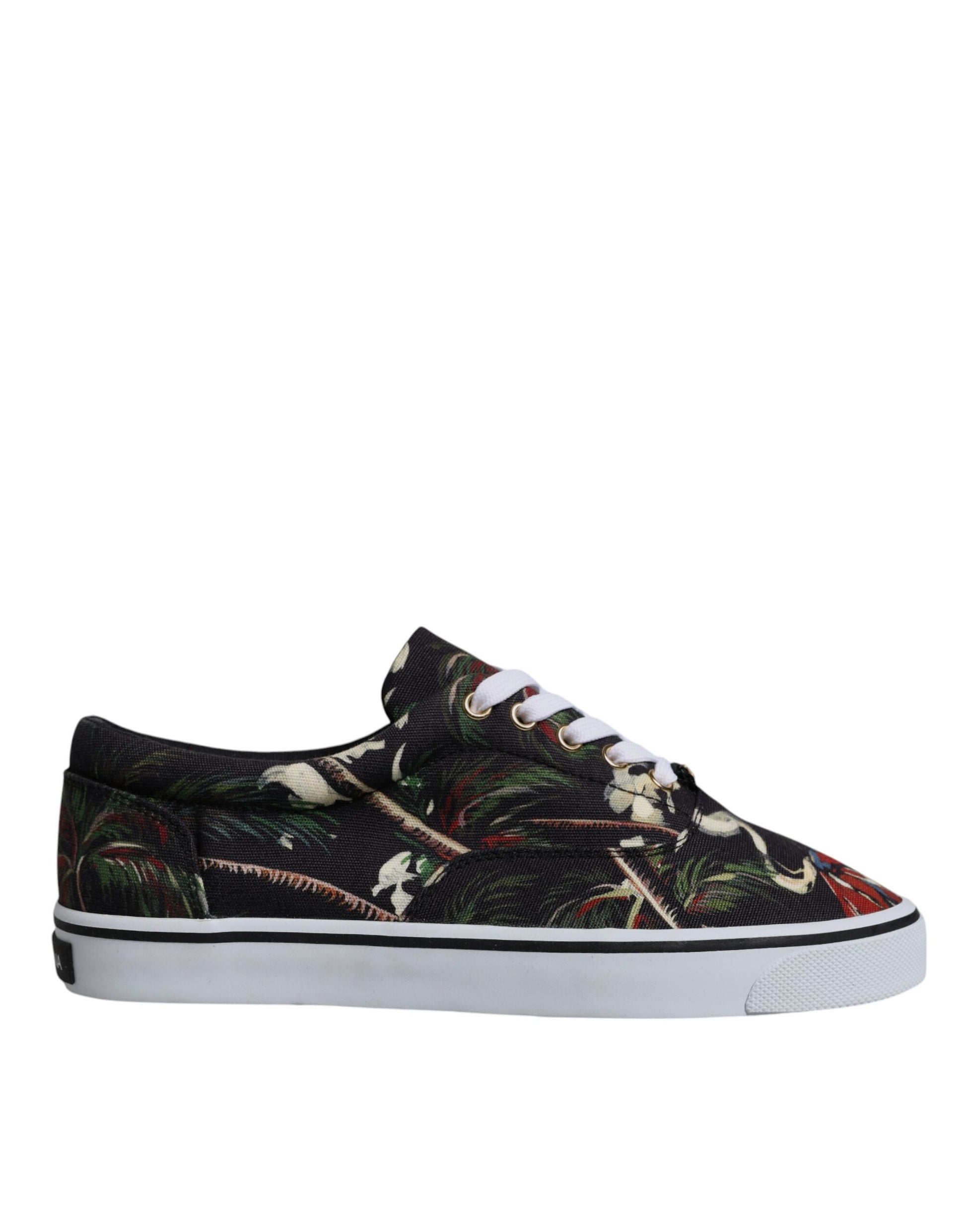 Dolce & Gabbana Black Tropical Print Low Top Sneakers Shoes by Dolce & Gabbana