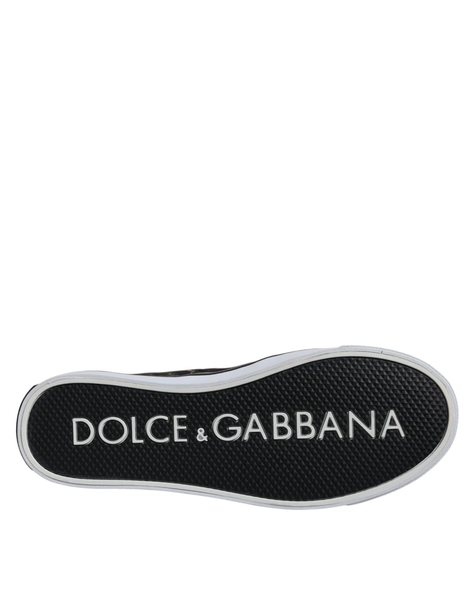 Dolce & Gabbana Black Tropical Print Low Top Sneakers Shoes by Dolce & Gabbana