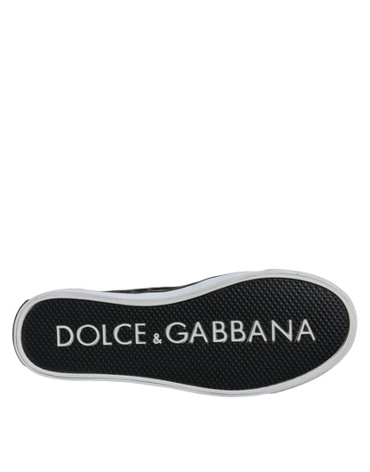 Dolce & Gabbana Black Tropical Print Low Top Sneakers Shoes by Dolce & Gabbana