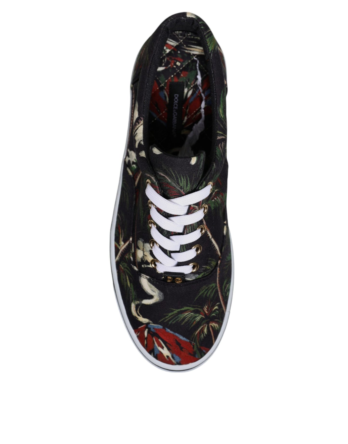 Dolce & Gabbana Black Tropical Print Low Top Sneakers Shoes by Dolce & Gabbana