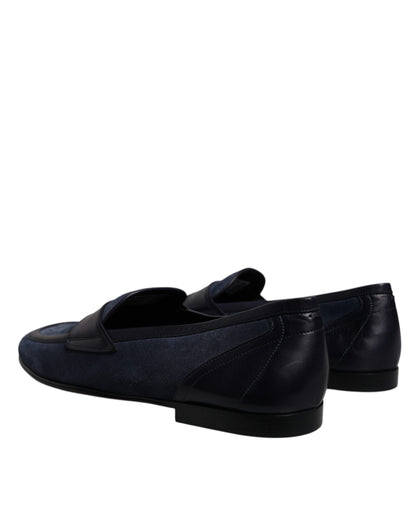 Chaussures mocassins en cuir suédé bleu Dolce &amp; Gabbana