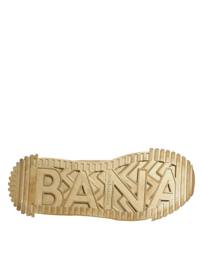 Dolce & Gabbana Gold Stretch Lace Up NS1 Sneakers Shoes by Dolce & Gabbana
