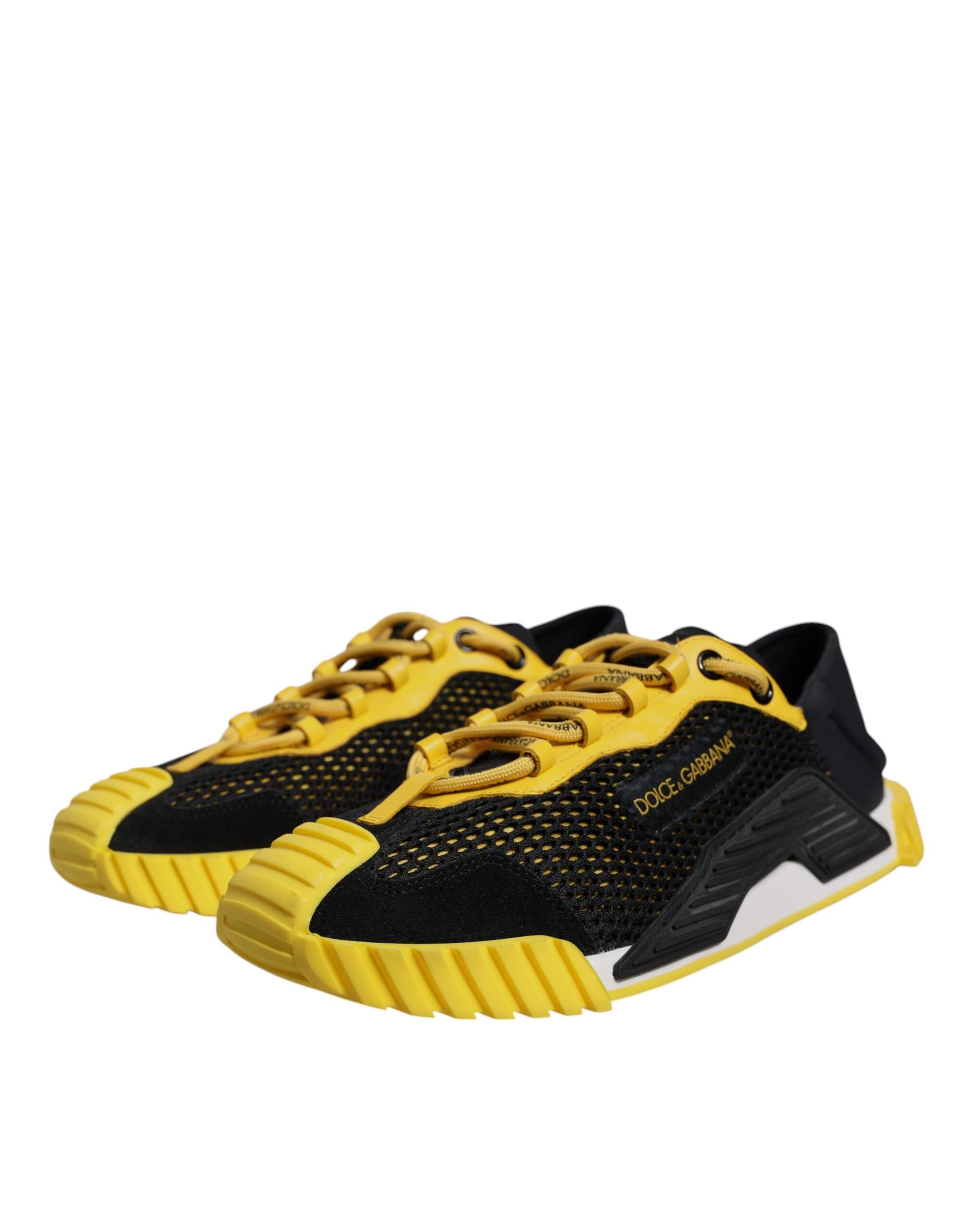 Dolce & Gabbana Black Yellow Low Top NS1 Sneakers Shoes by Dolce & Gabbana