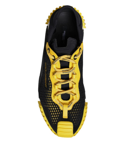 Dolce & Gabbana Black Yellow Low Top NS1 Sneakers Shoes by Dolce & Gabbana