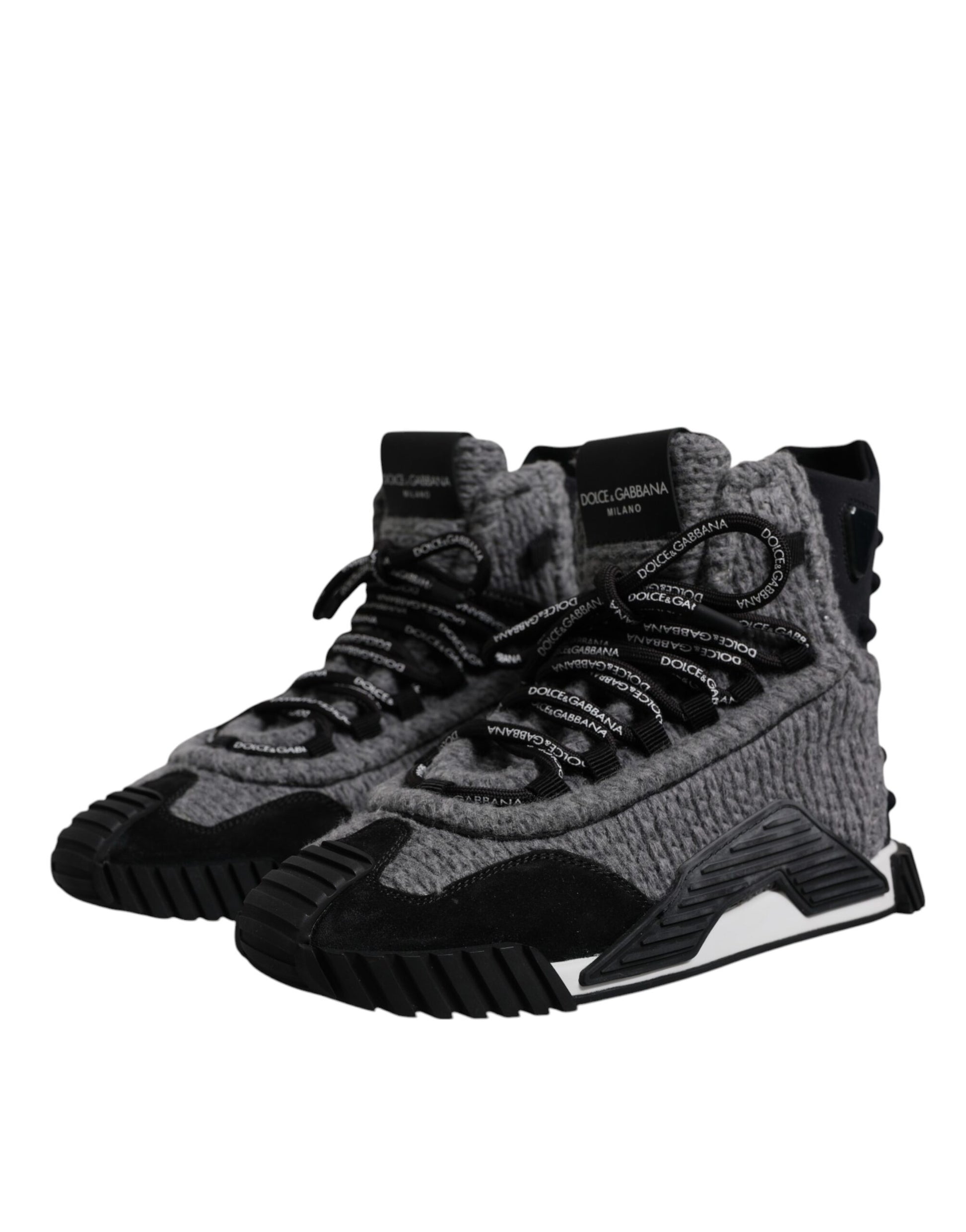 Dolce & Gabbana Gray Black NS1 High Top Boots Sneakers Shoes by Dolce & Gabbana