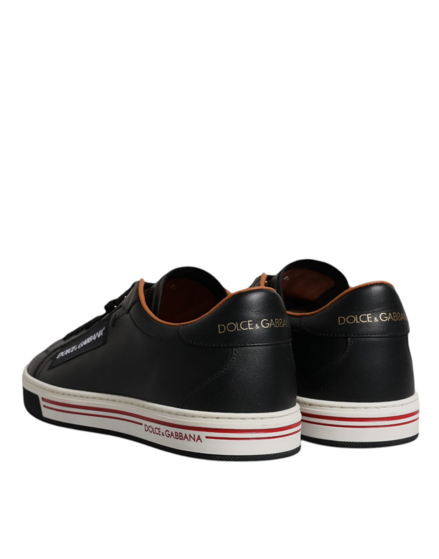 Dolce & Gabbana Black Leather Low Top Men Sneakers Shoes by Dolce & Gabbana
