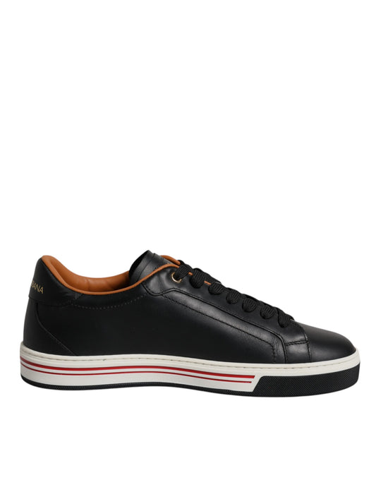 Dolce & Gabbana Black Leather Low Top Men Sneakers Shoes by Dolce & Gabbana