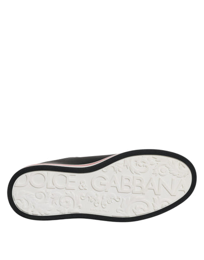 Dolce & Gabbana Black Leather Low Top Men Sneakers Shoes by Dolce & Gabbana