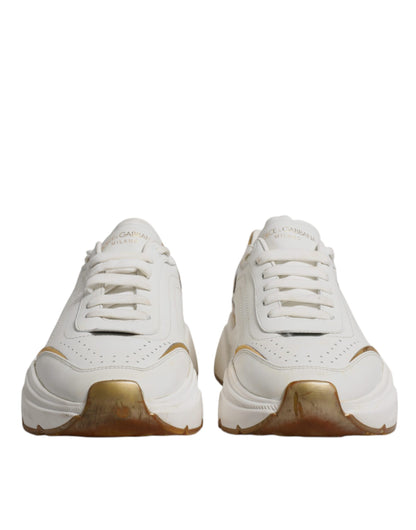 Dolce & Gabbana White Gold DAYMASTER Leather Sneakers Shoes by Dolce & Gabbana