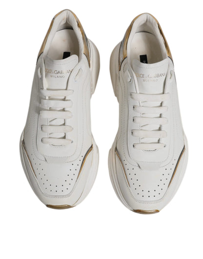 Dolce & Gabbana White Gold DAYMASTER Leather Sneakers Shoes by Dolce & Gabbana